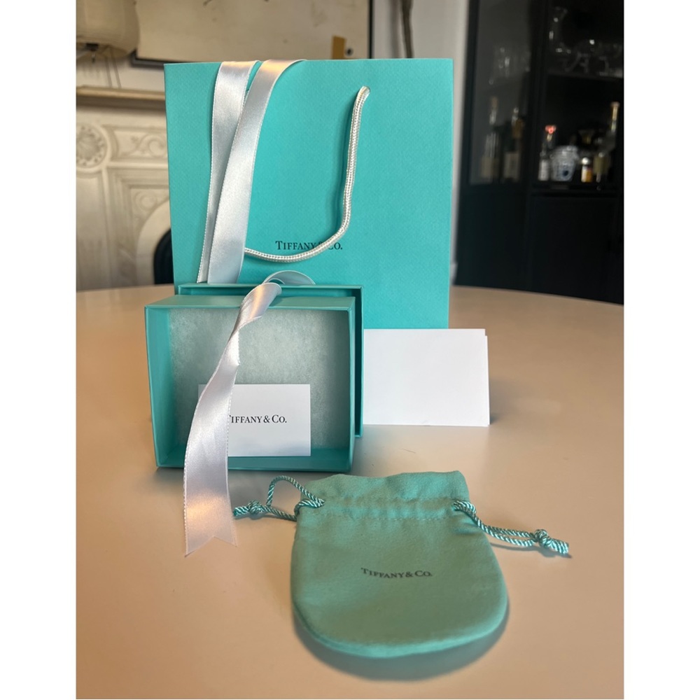 Tiffany empty gift package box, bag & dust bag with ribbon and gift tag